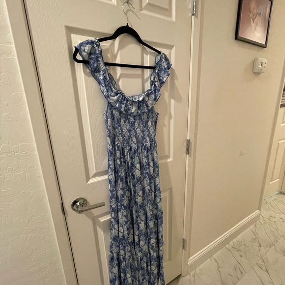 Blue Floral Maxi Dress - Picture 1 of 4